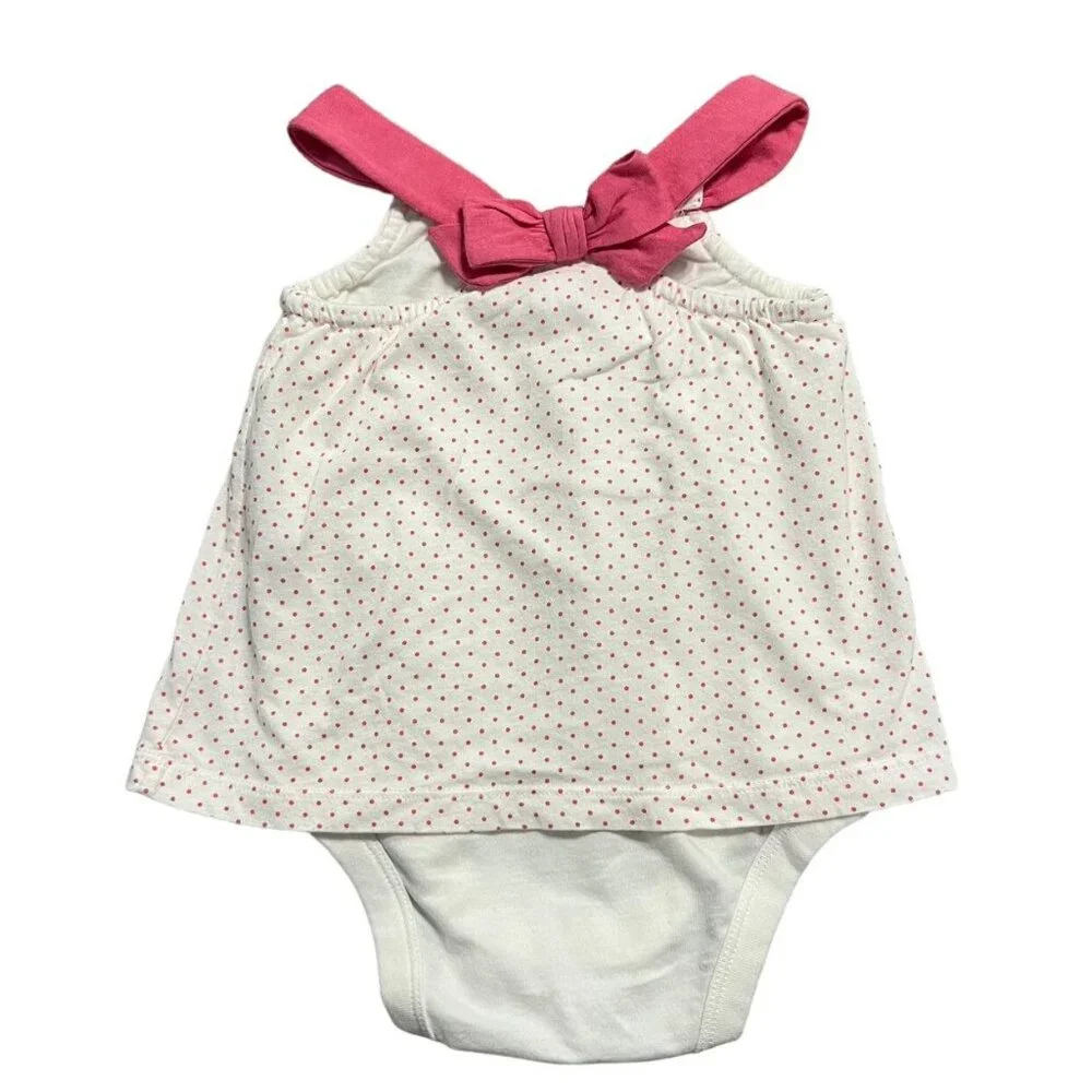 Baby Gap 6-12m Pink Polkadot Dress Bodysuit Romper